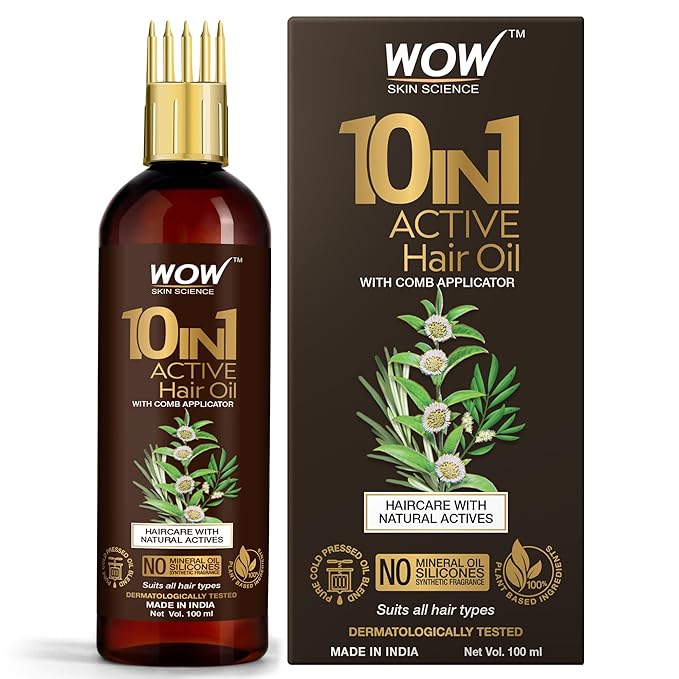 Buy WOW Skin Science 10 in 1 Active Hair Oil - With Comb Applicator
