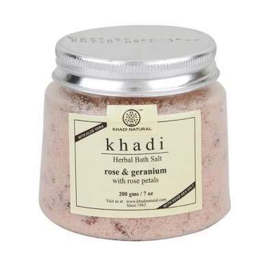 Buy Khadi Natural Rose & Geranium With Rose Petals Herbal Bath Salt