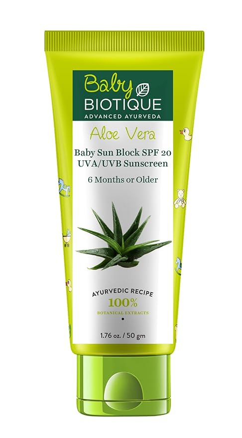 Buy Biotique Aloe Vera Baby Sun Block SPF 20 UVA UVB Sunscreen
