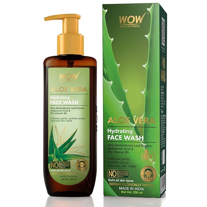 Buy WOW Skin Science Aloe Vera With Hyaluronic Acid and Pro Vitamin B5 Hydrating Gentle Face Wash