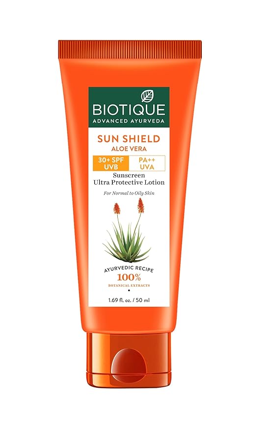 Buy Biotique Sun Shield Aloe Vera 30+ SPF Sunscreen Ultra Soothing Lotion