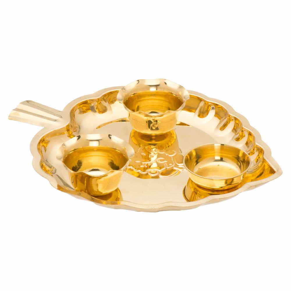 Buy JVL Brass Pooja Set Leaf online usa [ USA ] 
