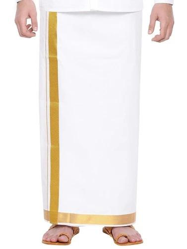 Buy Ramraj Cotton Readymade Dhoti White with Gold Jari 1 1/2