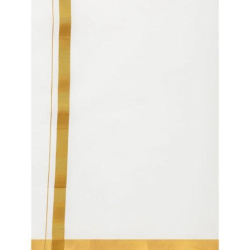 Buy Ramraj Cotton Single Dhoti Cream with Gold jari 1/2 online United States of America [ USA ] 