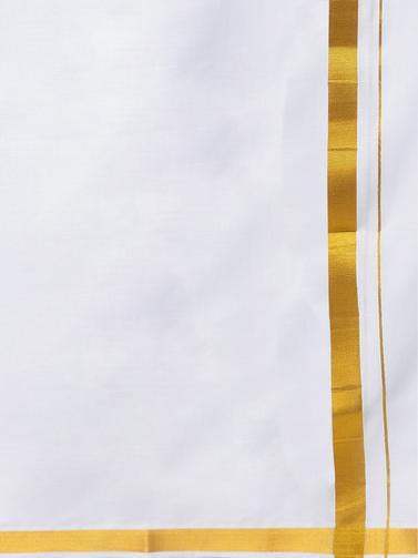Buy Ramraj Cotton Double Dhoti White with Gold Jari Good Will online United States of America [ USA ] 