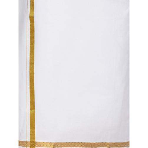 Buy Ramraj Cotton Readymade Adjustable White Dhoti with Gold Jari online United States of America [ USA ] 