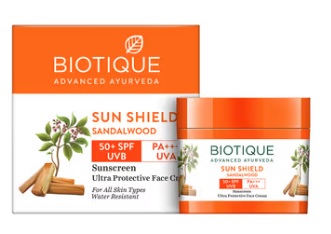 Buy Biotique Bio Sandalwood 50+ SPF UVA/UVB Sunscreen Ultra Soothing Face Cream online usa [ USA ] 