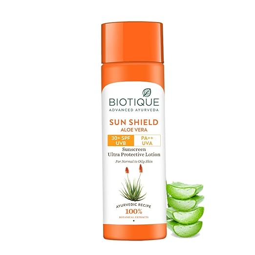 Buy Biotique Sun Shield Aloe Vera 30+ SPF Sunscreen Ultra Soothing Lotion online usa [ USA ] 