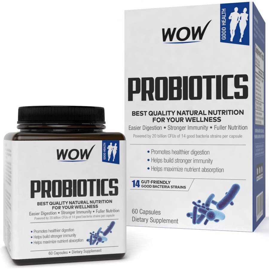 Buy WOW Probiotics 20 Billion CFU (14 Probiotic Strains) 500mg - 60 Vegetarian Capsules