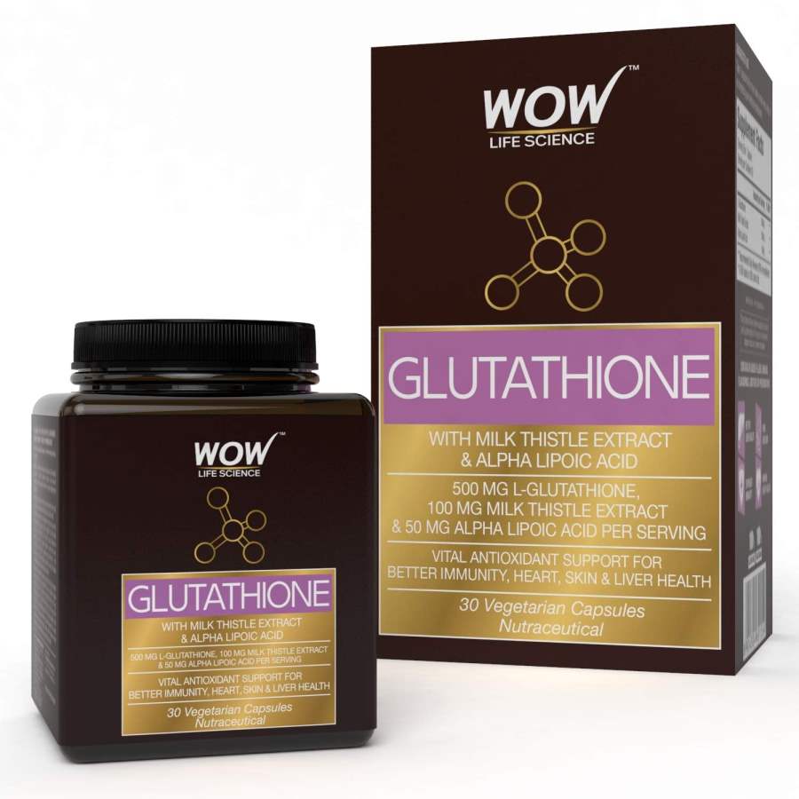 Buy WOW Glutathione with Milk Thistle Extract 500mg - 30 Vegetarian Capsules