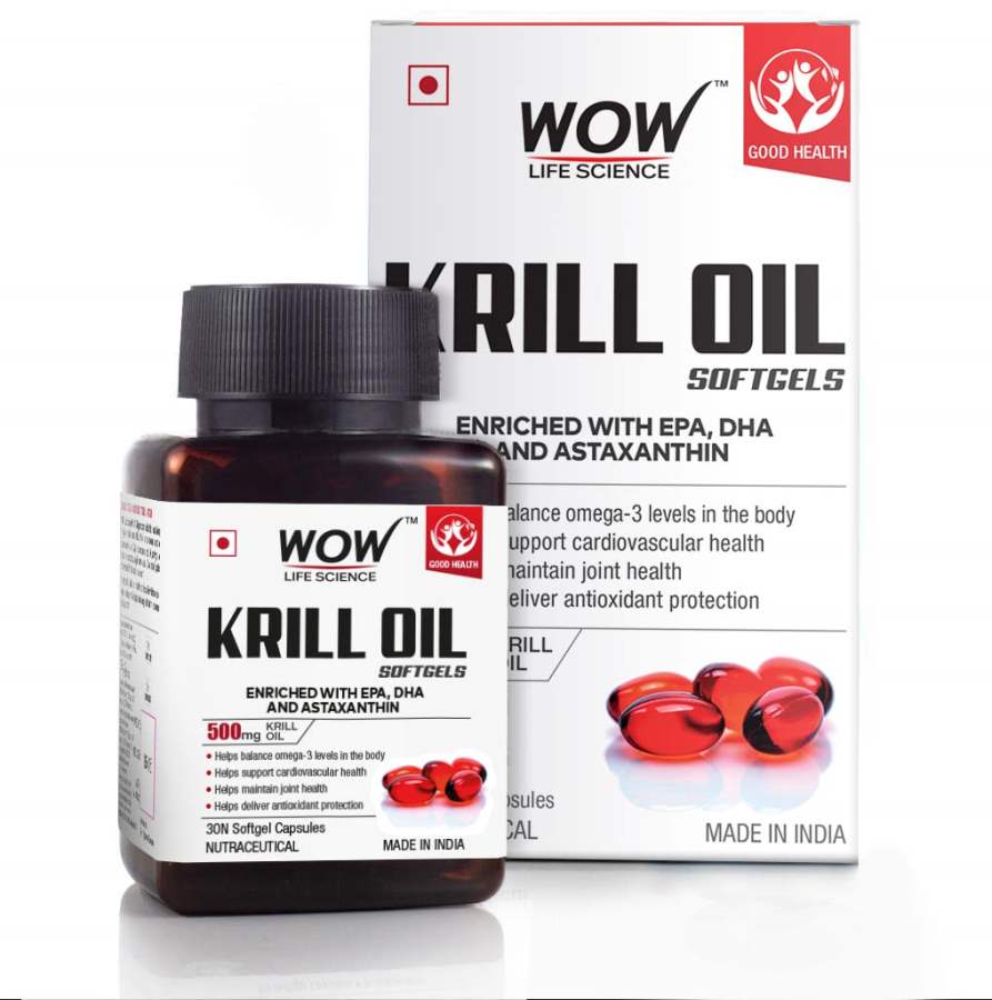 Buy WOW Life Science Krill Oil Softgels 500mg Krill Oil - 30 Softgel Capsules online usa [ USA ] 