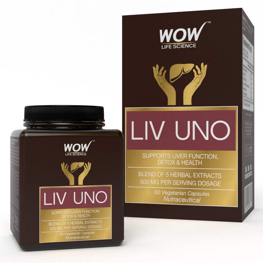 Buy WOW Liv Uno (Blend of 5 Herbal Extracts) 500mg - 60 Vegetarian Capsules online United States of America [ USA ] 