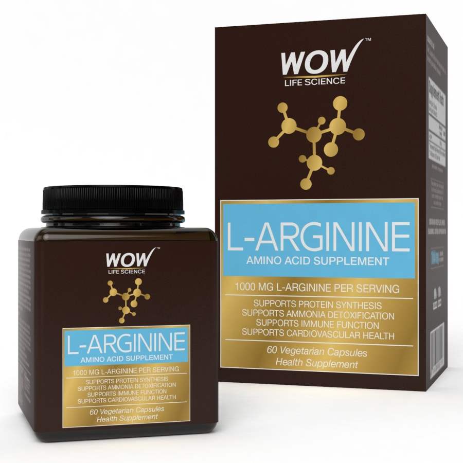 Buy WOW L-Arginine Amino Acid Supplement 1000mg - 60 Vegetarian Capsules online United States of America [ USA ] 