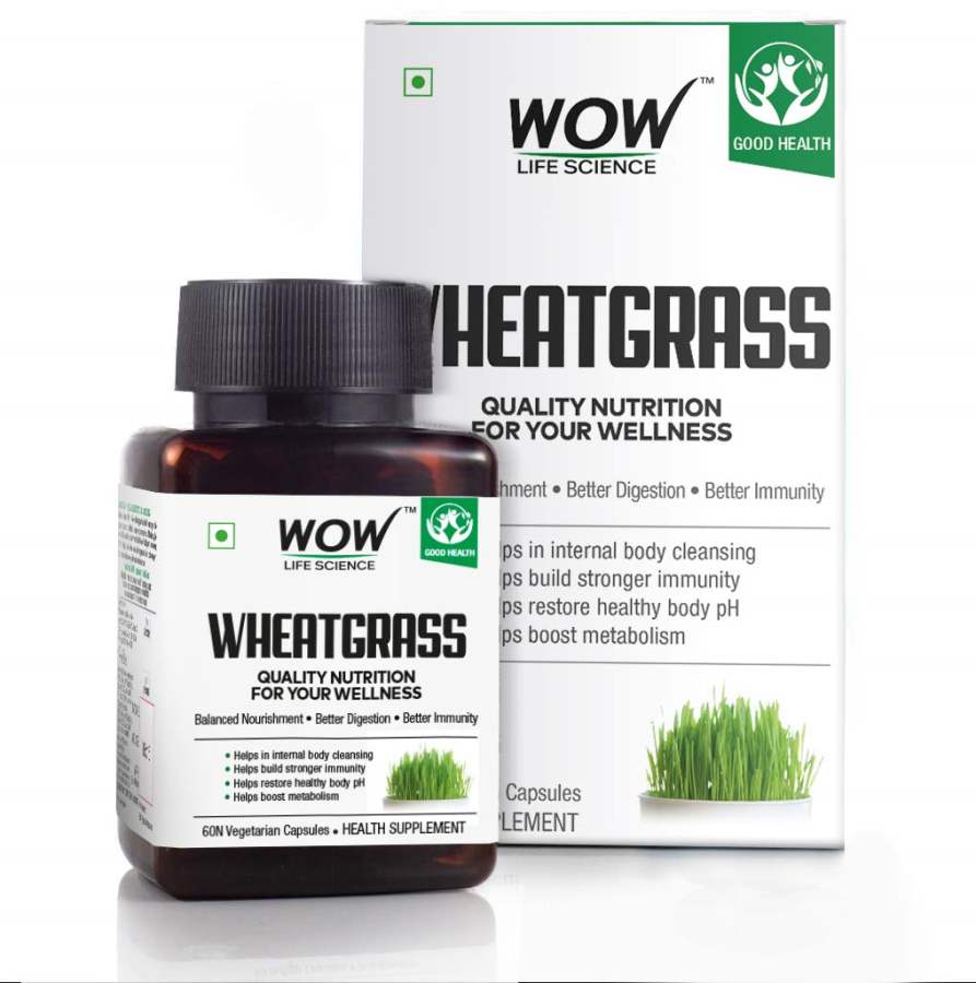 Buy WOW Skin Science WOW Wheatgrass 800mg - 60 Vegetarian Capsules
