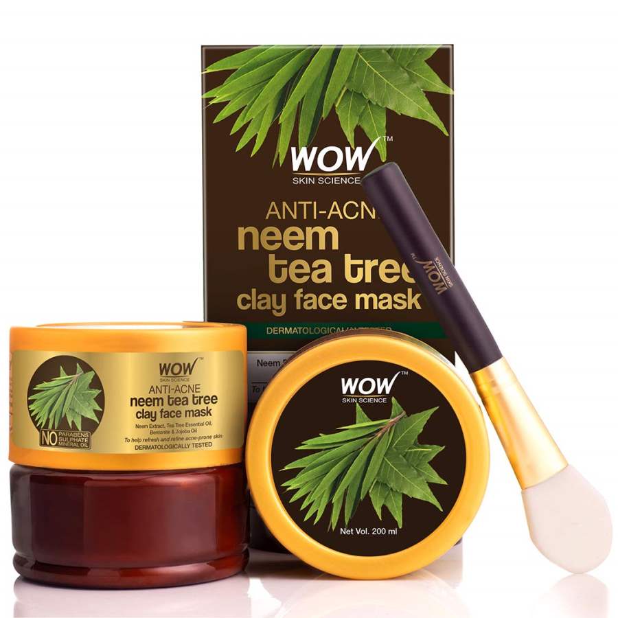Buy WOW Skin Science Anti-Acne Neem & Tea Tree Clay Face Mask - 200ml online United States of America [ USA ] 