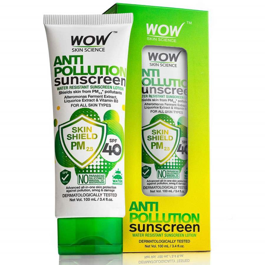 Buy WOW Anti Pollution SPF40 Water Resistant No Parabens & Mineral Oil Sunscreen Lotion online United States of America [ USA ] 