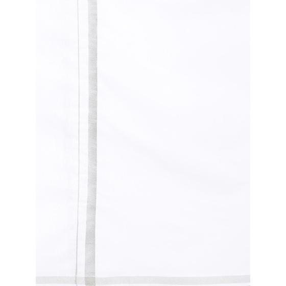 Buy Ramraj Cotton Single Dhoti White with Silver Jari 1 online United States of America [ USA ] 