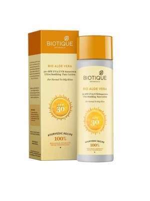 Buy Biotique Bio Aloe Vera 30+ SPF UVA/UVB Sunscreen Ultra Soothing Face Lotion