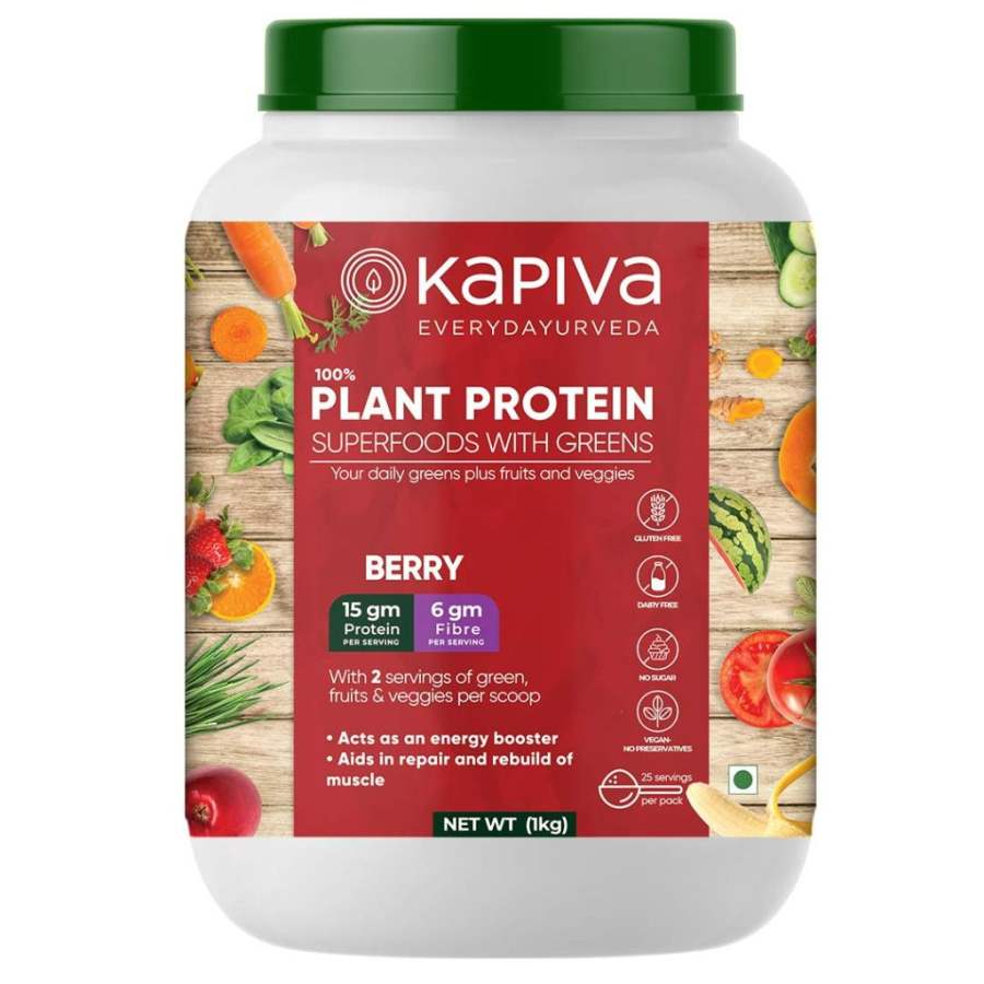 Buy Kapiva 100% Plant Protein Superfoods With Greens Nutrition Powder - Berry online usa [ USA ] 
