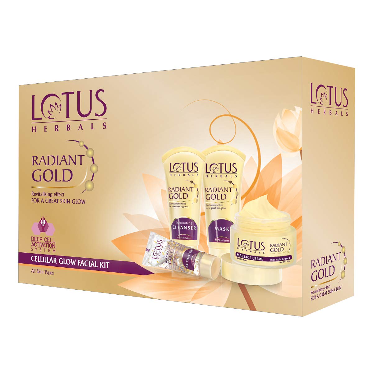 Buy Lotus Herbals Radiant Gold Facial Kit for instant glow with 24K Pure Gold & Papaya