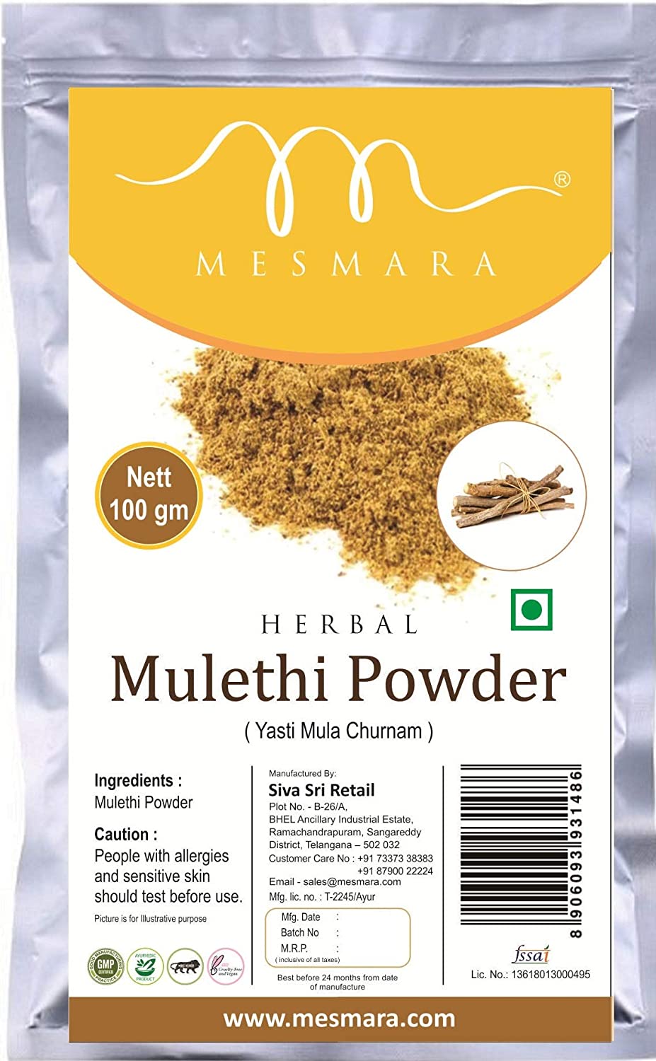 Buy Mesmara Herbal Mulethi Licorice Yastimadhu Powder online usa [ USA ] 