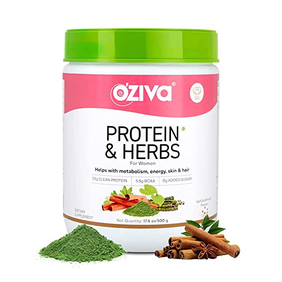 Buy OZiva Protein &  Herbs For Women Vanilla Almonds 16 serving