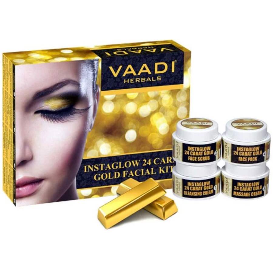 Buy Vaadi Herbals Gold Facial Kit - 24 Carat Gold Leaves, Marigold and Wheatgerm Oil, Lemon Peel Extract online usa [ USA ] 