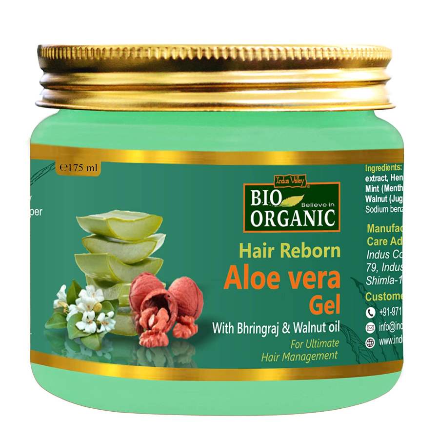 Buy Indus Valley Hair Reborn Aloe Vera Gel With Bhringraj & Walnut Oil For Ultimate Hair Management (175ml) online United States of America [ USA ] 