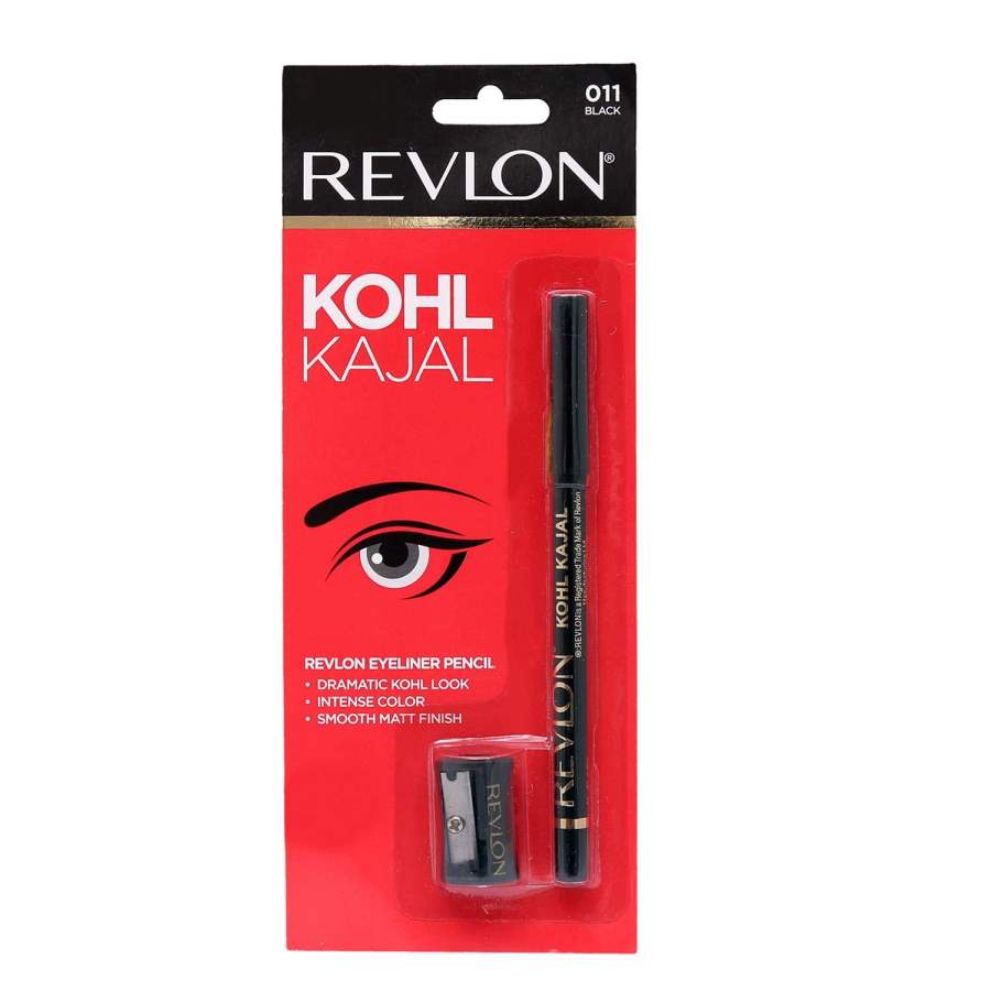 Buy Revlon Kohl Kajal Eye Liner Pencil With Sharpener, Black, 1.14g online United States of America [ USA ] 